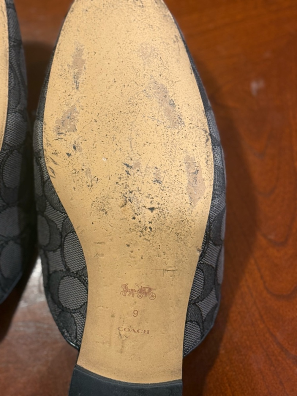 Coach Black Signature Jacquard Bow Backless Loafers 9B - Picture 7 of 11